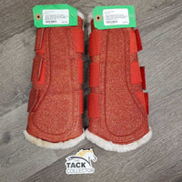 Pr Closed Boots, velcro, fleece lined *vgc, mnr stains, dirt & hair, stiff
