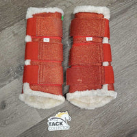 Pr Closed Boots, velcro, fleece lined *vgc, mnr stains, dirt & hair, stiff
