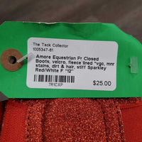 Pr Closed Boots, velcro, fleece lined *vgc, mnr stains, dirt & hair, stiff
