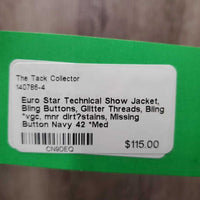Technical Show Jacket, Bling Buttons, Glitter Threads, Bling *vgc, mnr dirt?stains, Missing Button
