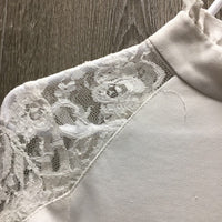 LS Show Shirt, Lace Shoulders, Back Zip *gc/fair, v.snagged, dingy, runs