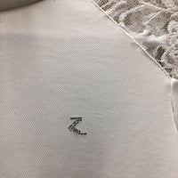 LS Show Shirt, Lace Shoulders, Back Zip *gc/fair, v.snagged, dingy, runs