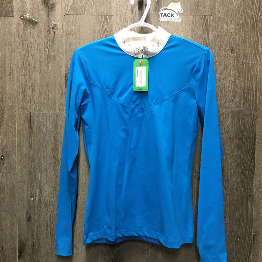 LS Show Shirt, Zipper, Bling *gc, snags, sleeve rubs, stains & pills