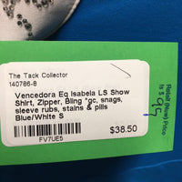 LS Show Shirt, Zipper, Bling *gc, snags, sleeve rubs, stains & pills