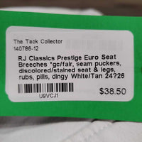 Euro Seat Breeches *gc/fair, seam puckers, discolored/stained seat & legs, rubs, pills, dingy
