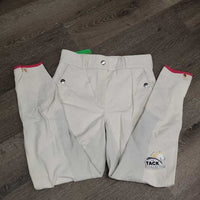 High Waist Hvy Full Seat Breeches, ruffles *gc, pulled ruffles: threads, dingy?, hairy velcro, mnr rubs & pills
