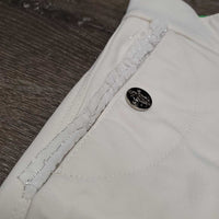 High Waist Hvy Full Seat Breeches, ruffles *gc, pulled ruffles: threads, dingy?, hairy velcro, mnr rubs & pills
