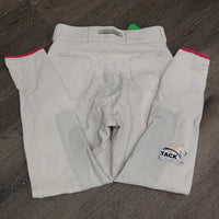 High Waist Hvy Full Seat Breeches, ruffles *gc, pulled ruffles: threads, dingy?, hairy velcro, mnr rubs & pills
