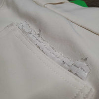 High Waist Hvy Full Seat Breeches, ruffles *gc, pulled ruffles: threads, dingy?, hairy velcro, mnr rubs & pills
