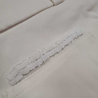 High Waist Hvy Full Seat Breeches, ruffles *gc, pulled ruffles: threads, dingy?, hairy velcro, mnr rubs & pills
