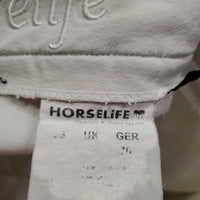 Euro Seat Breeches *gc, older, stains, seam puckers, dingy, puckers, hairy velcro
