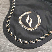 Light Perforated Ear Bonnet Fly Veil, 1x piping *gc, clean, sparkles, mnr hair, shrunk, curled
