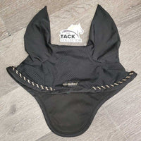 Light Perforated Ear Bonnet Fly Veil, 1x piping *gc, clean, sparkles, mnr hair, shrunk, curled
