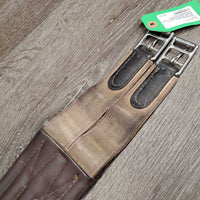Thick Padded Leather Girth, els *gc, mnr rubs, dirt, scratches, stains & faded, older, mnr undone stitching
