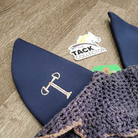 Tie Down Crochet Ear Bonnet Fly Veil, Sound Proof Ears, 3x piping *gc, faded, clean, curled
