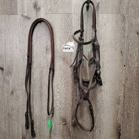 Rsd Figure 8 Monocrown Bridle, Buckles, Rubber Reins *vgc/gc, clean & dirty seams, residue, scraped edges, rubs, torn edge
