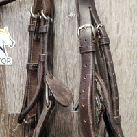 Rsd Figure 8 Monocrown Bridle, Buckles, Rubber Reins *vgc/gc, clean & dirty seams, residue, scraped edges, rubs, torn edge
