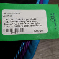 Quilt Jumper Saddle Pad, "Tyrrell Riding Academy Champ" *vgc, mnr hair, dirt, rubs, threads, puckers
