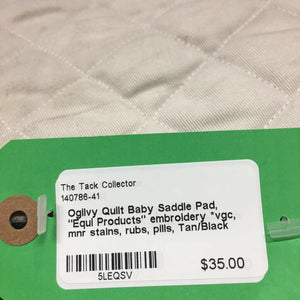 Quilt Baby Saddle Pad, "Equi Products" embroidery *vgc, mnr stains, rubs, pills