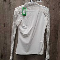 LS Show Shirt, Lace Sleeves, Shoulder Zipper *xc/like new