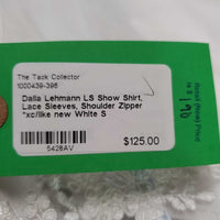 LS Show Shirt, Lace Sleeves, Shoulder Zipper *xc/like new
