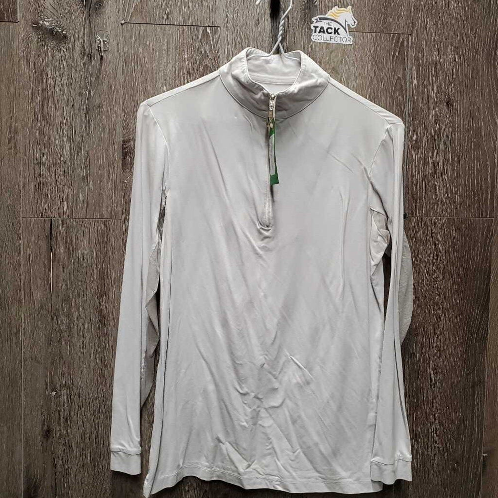 LS Sun Shirt, 1/3 Zip Up, mesh sleeves *gc/fair, rubs, pills, dingy mesh