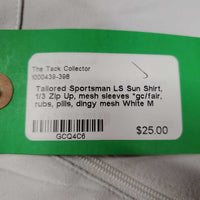 LS Sun Shirt, 1/3 Zip Up, mesh sleeves *gc/fair, rubs, pills, dingy mesh