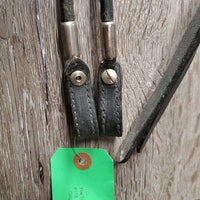 Rolled Leather Headstall, Silver "Bullets", 2 Split Reins *vgc/gc, v.dry & stiff, clean, residue, scrapes, creases, stains, pits
