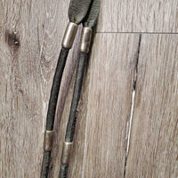 Rolled Leather Headstall, Silver "Bullets", 2 Split Reins *vgc/gc, v.dry & stiff, clean, residue, scrapes, creases, stains, pits

