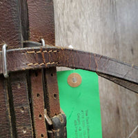 Leather Headstall *fair, mismatched, bad buckle, missing & tight keepers, dry, mnr dirt
