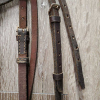 Leather Headstall *fair, mismatched, bad buckle, missing & tight keepers, dry, mnr dirt
