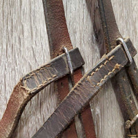 Leather Headstall *fair, mismatched, bad buckle, missing & tight keepers, dry, mnr dirt
