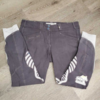 Euroseat Breeches *gc/fair, faded, undone stitching, seam puckers, older, unstitched zipper seam
