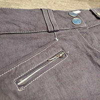 Euroseat Breeches *gc/fair, faded, undone stitching, seam puckers, older, unstitched zipper seam

