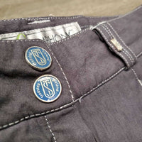 Euroseat Breeches *gc/fair, faded, undone stitching, seam puckers, older, unstitched zipper seam

