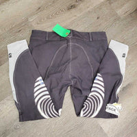Euroseat Breeches *gc/fair, faded, undone stitching, seam puckers, older, unstitched zipper seam
