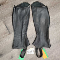 Pr Perforated v.soft Leather Half Chaps, Back Zips *vgc, clean, mnr rubs
