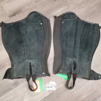 Pr Perforated v.soft Leather Half Chaps, Back Zips *vgc, clean, mnr rubs
