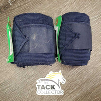 2 Stretchy Elastic & Fleece Excercise Leg Wraps *gc, clean, v.clumpy, v.pilly & frayed edges, hairy, rubs, frayed end, faded
