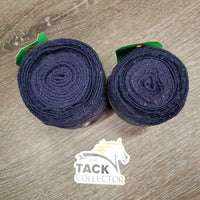 2 Stretchy Elastic & Fleece Excercise Leg Wraps *gc, clean, v.clumpy, v.pilly & frayed edges, hairy, rubs, frayed end, faded
