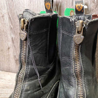 Paddock Boots, Zips *gc/fair, clean, rubs, faded, film, v.peeled inside & tongues