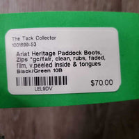 Paddock Boots, Zips *gc/fair, clean, rubs, faded, film, v.peeled inside & tongues
