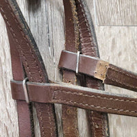 Quick Change Clip Headstall, Brass Snaps *vgc/gc, clean, mnr residue?dirt, UNDONE stitching, edge scrapes
