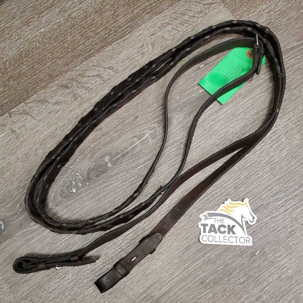 Thin Narrow Braided Reins *gc, creases, dry, stiff, loose end