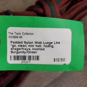 Padded Nylon Web Lunge Line *gc, clean, mnr hair, fading, snags/frays, knotted