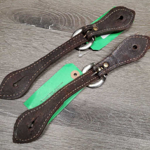 Thick Soft Leather Narrow Western Spur Straps *gc, mnr dirt, rubs & stains, xholes