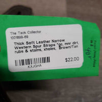 Thick Soft Leather Narrow Western Spur Straps *gc, mnr dirt, rubs & stains, xholes
