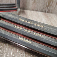 Pr Hvy Safety Stirrup Irons, Angled Grips, Rubber Hose Sides *vgc, mnr dirt, scratches & residue, older
