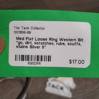 Med Flat Loose Ring Western Bit *gc, dirt, scratches, rubs, scuffs, stains
