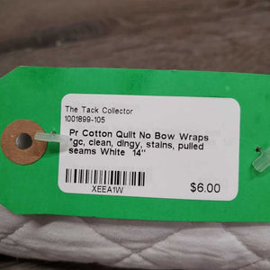 Pr Cotton Quilt No Bow Wraps *gc, clean, dingy, stains, pulled seams